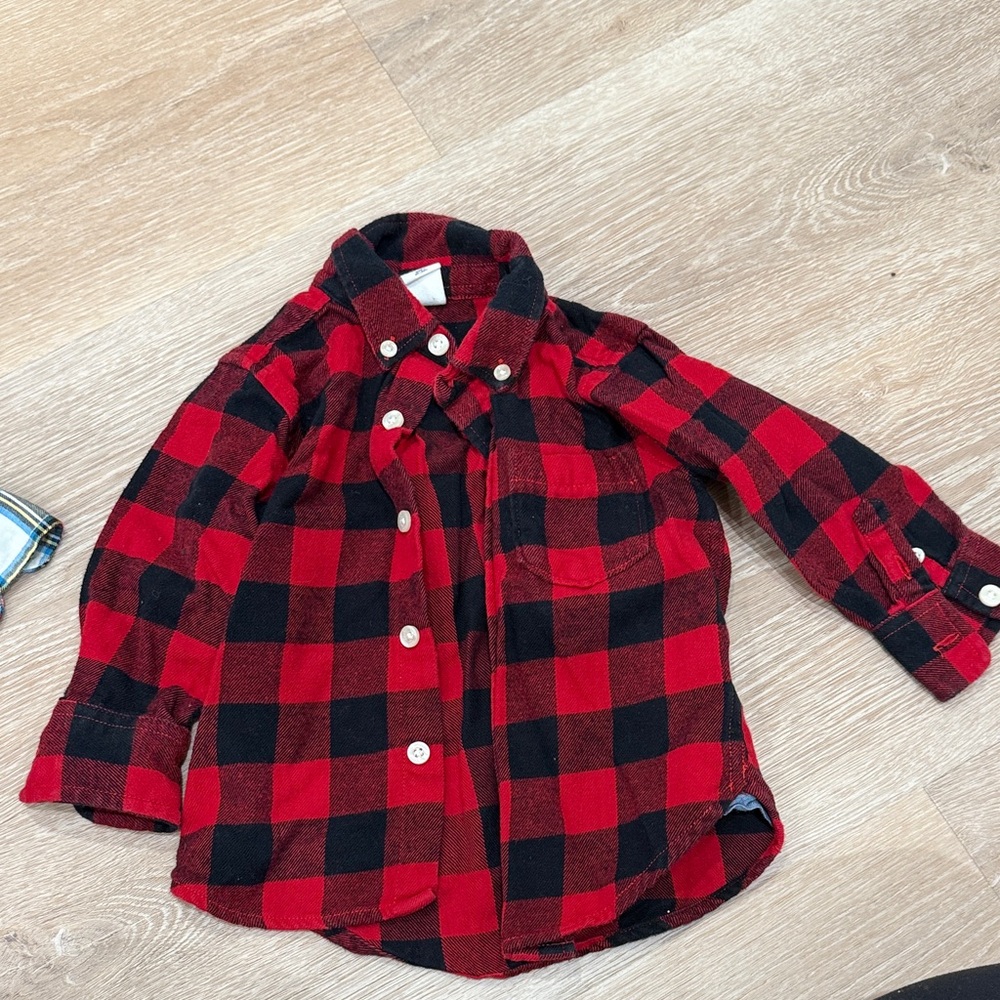 GAP Kids Red and Black Buffalo Check Shirt